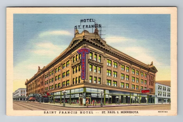 St Paul MN-Minnesota, Saint Francis Hotel, Advertising, Antique Vintage Postcard