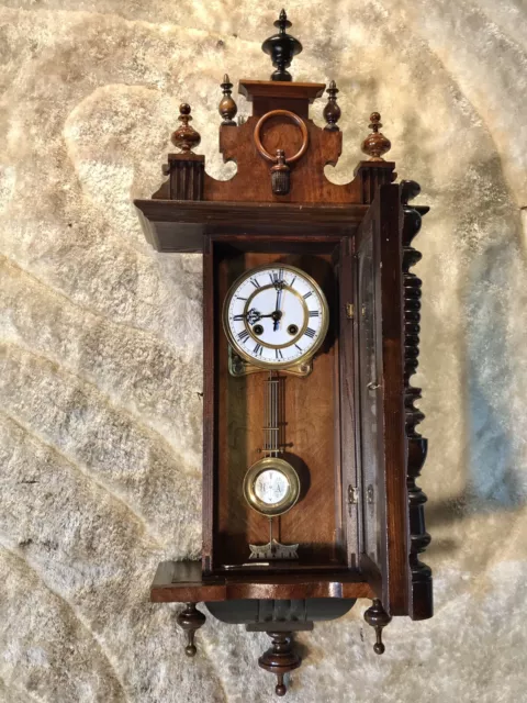 Vintage Antique Germany REFORM  Vienna,Strikes Clock,walnut Case,porcelain Dial 3