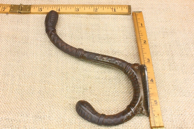 Old Bath Robe Large Coat Hook Harness Tack Hanger 6” Heavy Vintage Decorated 4