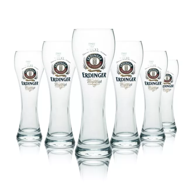 6x Erdinger Glas 0,5l Weißbier Hefe Kristall Weizen Gläser Gastro Geeicht Bräu