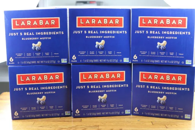 Lot Of 6 Boxes Of Larabar Just 5 Real Ingredients Blueberry Muffin 30 Bars