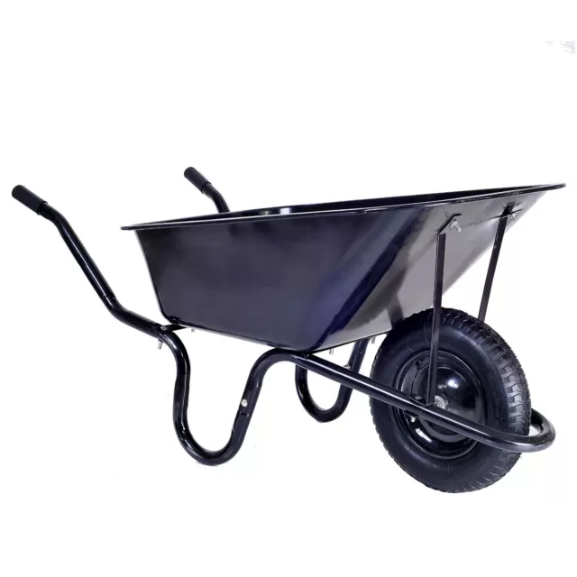 Heavy Duty WHEELBARROW Garden Builders Metal Barrow with Tip & Pneumatic Wheel