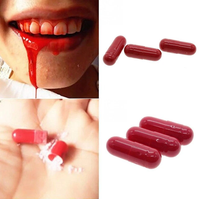 Halloween finte capsule di sangue trucco scherzo horror zombie O3T8 festa di Pasqua K2Y6
