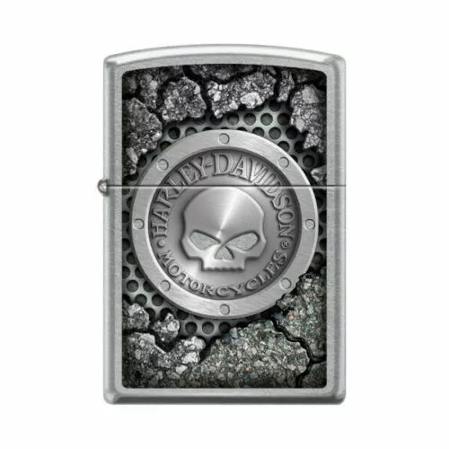 Zippo 6983, Harley Davidson-Skull, Brushed Chrome Finish Lighter