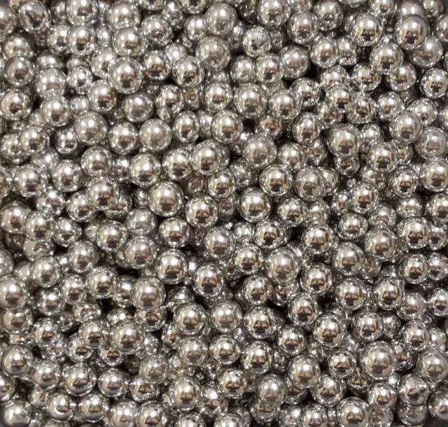 Metallic Silver Golden Tint 6mm Edible Sugar Pearls/ Dragée Balls