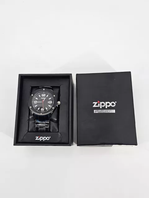 Zippo 45007-RG Black Stainless Steel Quartz Movement Black Dial Wrist Watch Gift