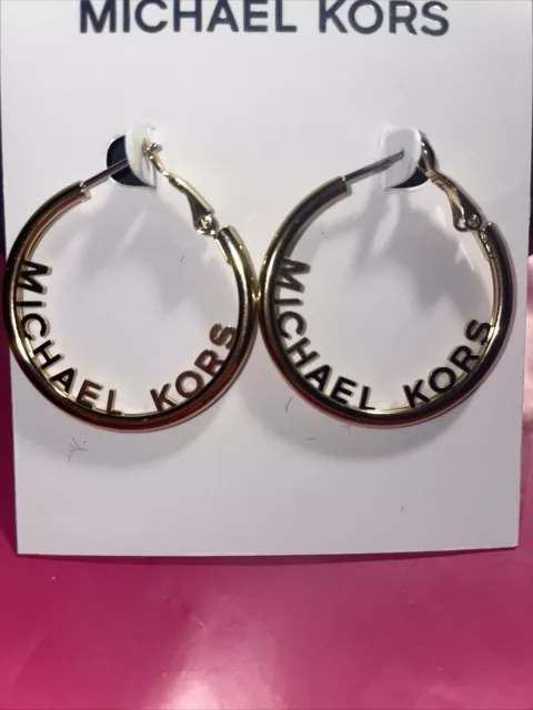 Authentic Michael Kors Gold Tone Mk Logo Hoop Earrings. New 💖Buy More&Save💖 2