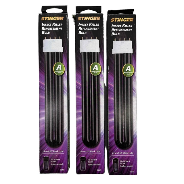 SET OF THREE Stinger Insect Killer Replacement Bulb 24W UV Black Light B24B