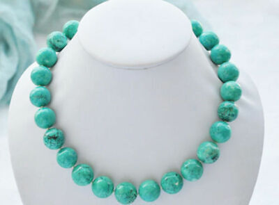 AAA 10mm Natural Old Rock Blue Turquoise Round Gemstone Beads Necklace 18''