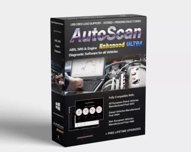 Autoscan Enhanced ULTRA OBD2 EOBD Engine Diagnostic Software all Vehicles Elm327