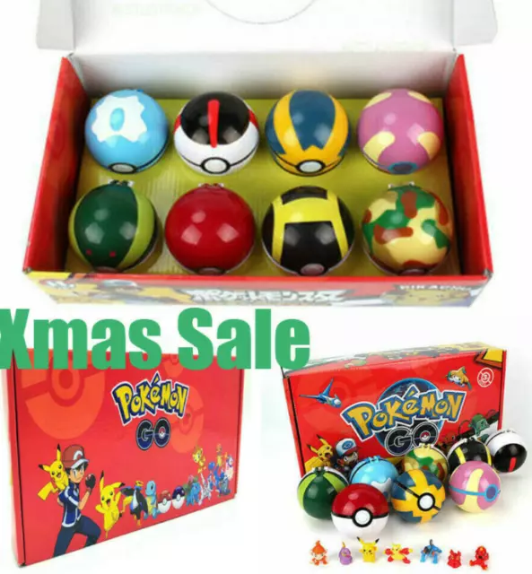 8Pcs Pokeball Ball set Pokemon Action Figures Kid Gift Boxed high quality 7CM 3