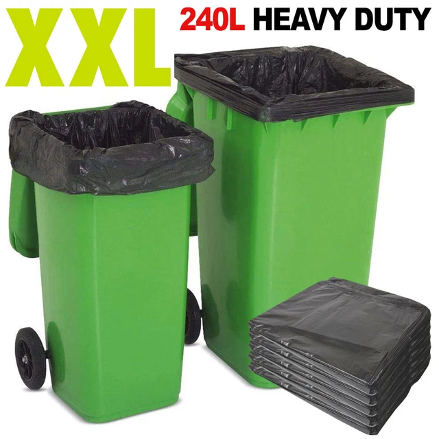 Huhtamaki 25ct 240L Heavy Duty Black Garbage Bin Liners - LDPE Commercial Bags 33x45in