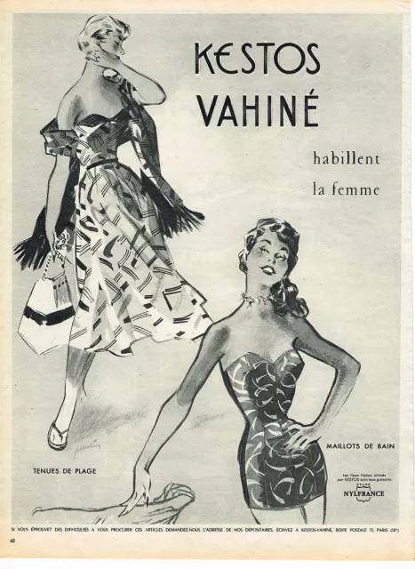 PUBLICITE ADVERTISING 014   1954   KESTOS VAHINE    tenues de plage