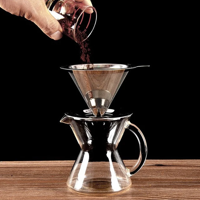 Filtre à Café Réutilisable Souvik - Acier Inoxydable Double Maille - Pour Préparation Manuelle