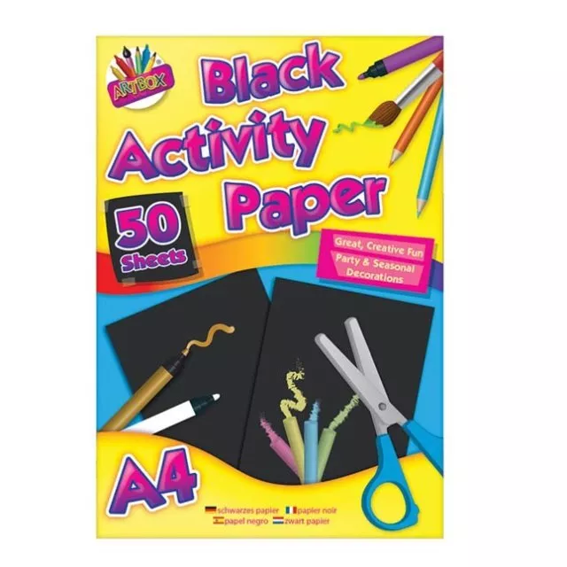 A4 Color Negro Papel Infantil Niños Arte Manualidades Dibujo Pad 50 Hojas