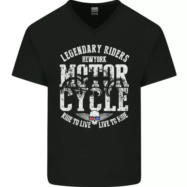 T-shirt leggendaria motociclista motociclista motociclista biker da uomo collo a V cotone