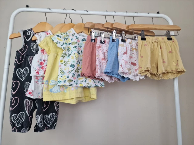Pacchetto abbigliamento estivo bambine pantaloncini abiti tuta 0-3 mesi