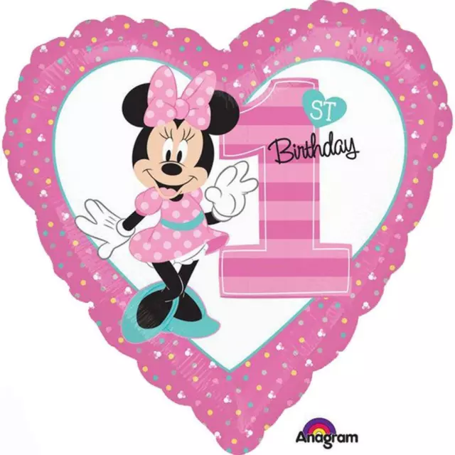 Minnie Mouse 1st Birthday Party Decorations Mylar Foil Balloon 18"