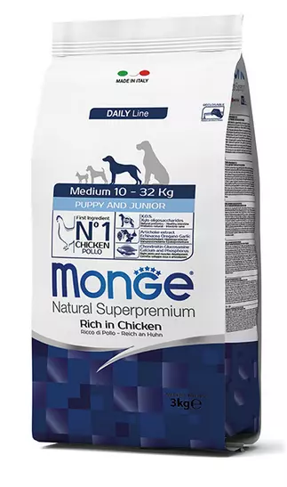 MONGE SUPERPREMIUM MEDIUM PUPPY & JUNIOR 800 GR con pollo CROCCANTINI PER CANI