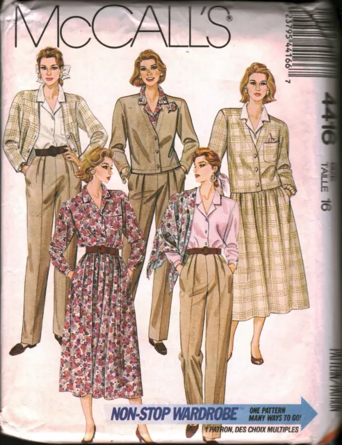 4416 Vintage McCalls SEWING Pattern Misses Jacket Pants Skirt Blouse Scarf UNCUT