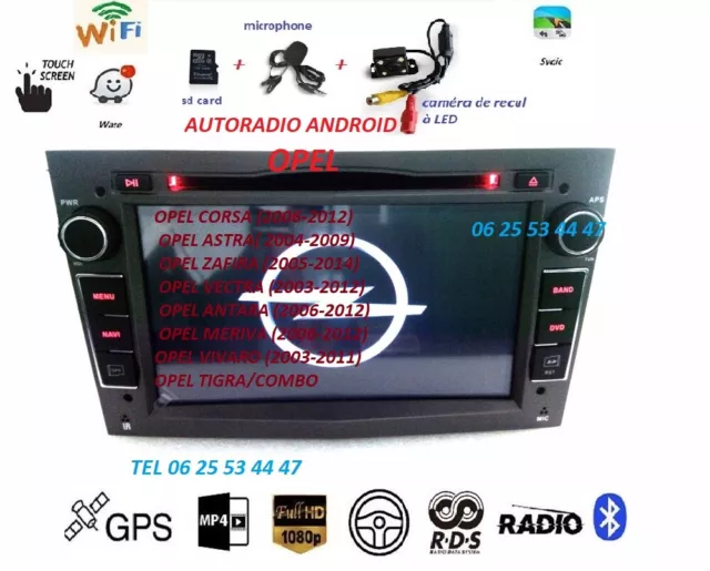 Autoradio Gps-DVD-ANDROID-BT-OPEL VIVARO-ZAFIRA-ASTRA-CORSA-ANTARA-VECTRA+Caméra