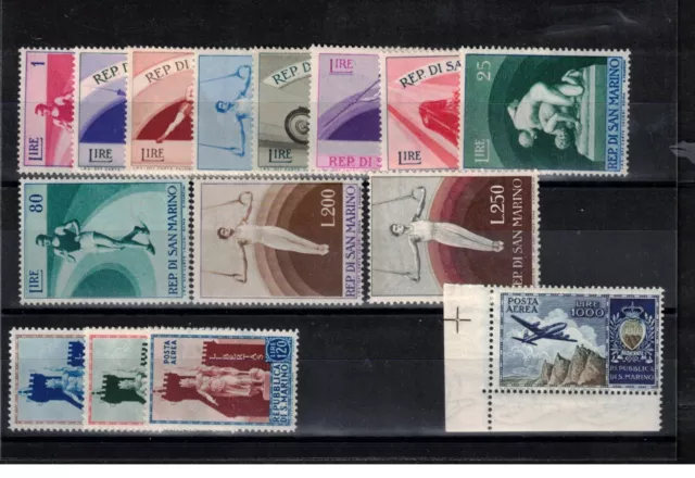 s45767 SAN MARINO 1954 MNH** Annata completa + Posta Aerea Angolo di Foglio 15v