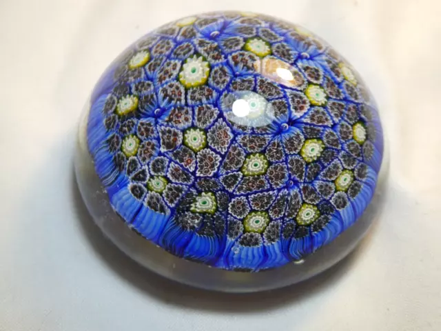 Vintage  Studio Glass Paperweight Murano Low Dome Close Pack Millefiori