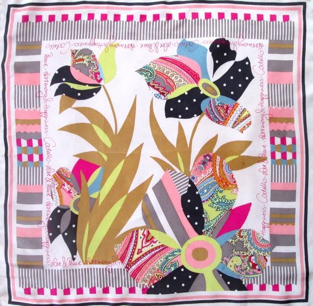 Foulard Vintage JEAN MORER 100% Soie - Dimensions 82x86 Cm, Bleu, Occasion