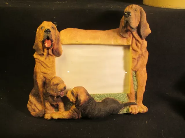 Wonderful Large Figural Bloodhound Family Dog Picture Frame NR