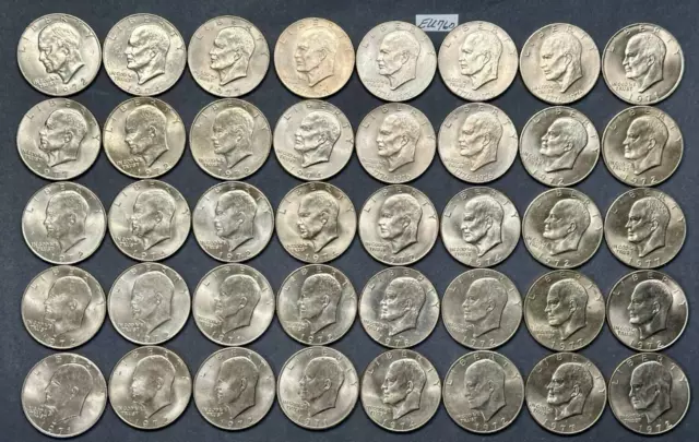 IKE Eisenhower Dollar Coin Lot | 40 Coins ~ BEAUTIFUL XF-BU Condition| #EU760