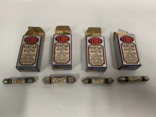 "4" NEW Vtg Tobe Veritas 5k & 75k ohm 2 & 5 watt Cartridge Tube Resistor (A5)