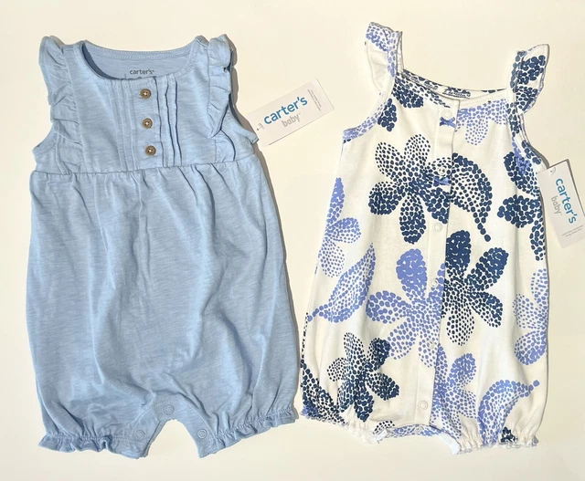 New Baby Girl Clothes 9 Months Romper Creeper Summer Outfit Carter’s Lot Of 2