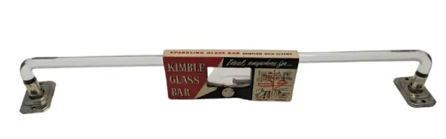 NEW Vintage MCM 18” Kimble Bent End Glass Chrome Towel Bar Rod Kitchen Bathroom