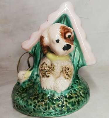 Raro Antica Lampada da Notte,Lampada,Cuccia Con Cane H 13 CM Vintage Decorazione 