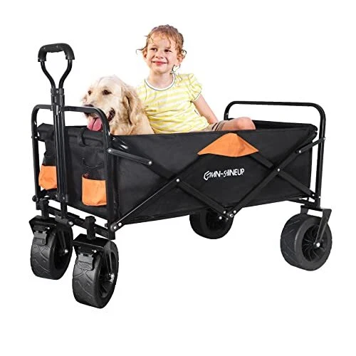 Folding Collapsible Wagon Heavy Duty Utility Beach Cart, Large Capacity