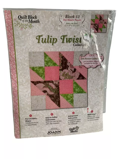 Tulip Twist Quilt Block of the Month Old Maid's Puzzle block 12 kit by Joann Fab