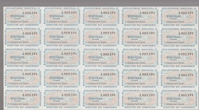 France Cinderellas Fiscal Billets Ration Carburant Auto Ministere 1969-74 NR 19