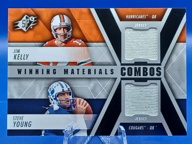 2014 SPx Winning Materials Combos Steve Young Jim Kelly Patch Card #WC-KY