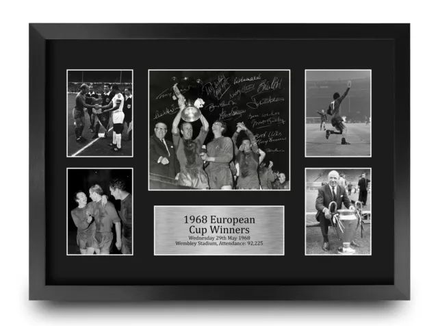 Man U 1968 UEFA Euro Cup Winners Framed A3 Poster for Football Fans