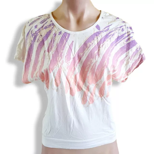 Vintage 2000's Y2k white, Billabong, loose fitting cropped top with pastel print