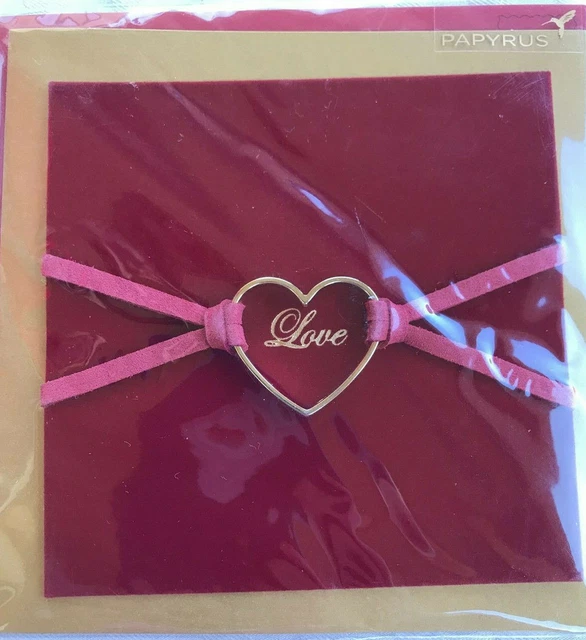 PAPYRUS VALENTINES DAY Love 3D Greeting Card w/ Gold Heart Pendant New