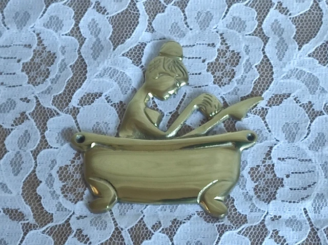 PLAQUE VINTAGE, ORNEMENT en laiton pour porte de salle de bain EUR 15