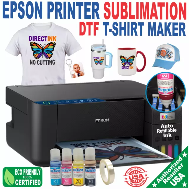 Epson Printer With Sublimation Ink Bundle Print Start Kit Dtf T-Shirt Maker