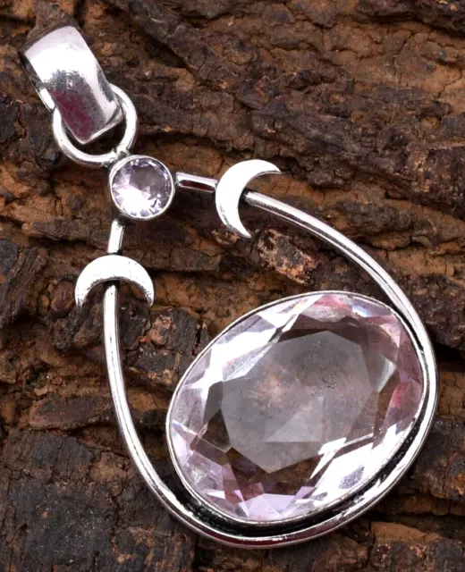 Pink Kunzite Gemstone 925 Sterling Silver Handmade Jewelry pendant