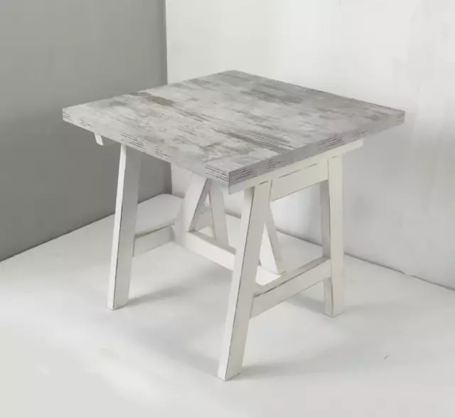 Tavolino quadrato da salotto da caffè in legno cm 50x50 H.48 bianco bicolore