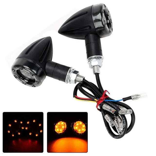 Lot De 4 Clignotants Moto Universels 12V - Fonction DRL & Feux Stop, LED Bleu, 12 LED Par Ampoule, Montage Facile