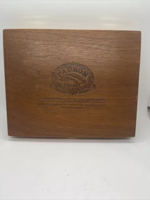 Wooden Cigar Box Padron Cigars Hinged Lid Churchill 9 3/4 x 7 3/4 Empty Box