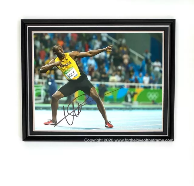 Usain Bolt Hand Signed Luxury Framed Athletics Photo Display & COA