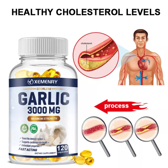 Odorless Garlic Capsules 3000mg - Maximum Strength, Heart Health,Immune Support