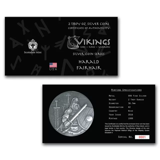 2016 2 oz Silver Coin Viking Series (Harald Fairhair) 3